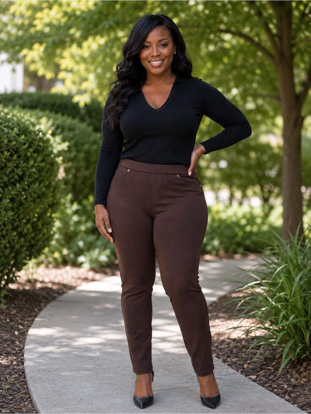 Michael Kors Chocolate Brown Skinny High-Rise Pants